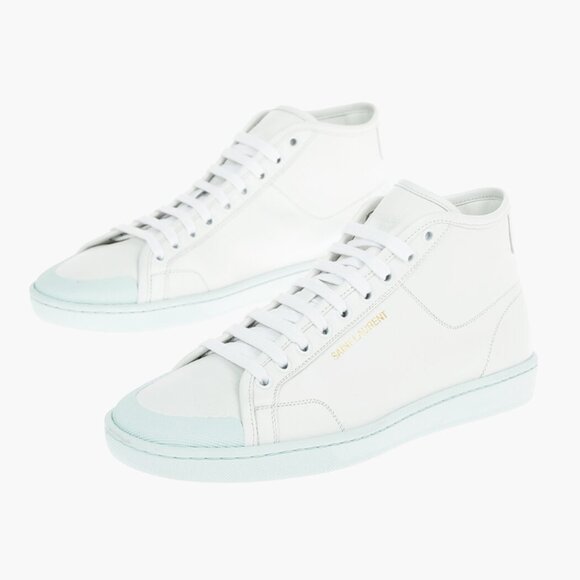 Saint Laurent SL/39 Mid Top Sneakers White Blue Women’s EU 38/US 8 New in Box - Picture 1 of 6